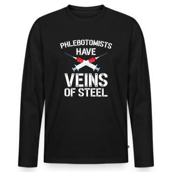 Phlebotomist Phlebotomie Krankenschwester Tech - Männer Premium Bio Langarmshirt - Schwarz - Vorne - Nico (187cm)
