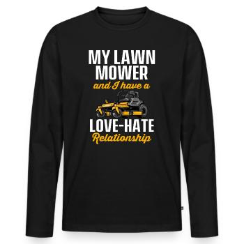Lawn Mower Mowing Landscaping Landscaper - Men's Premium Organic Long Sleeve Shirt - black - Front - Nico (187cm)