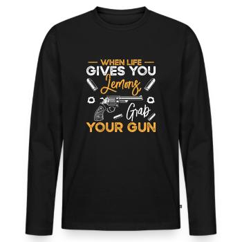 Armes Pistolet Amants Propriétaires d’armes à feu Tir - T-shirt manches longues Premium bio Homme - noir - Devant - Nico (187cm)