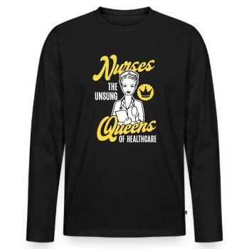 Internationaler Frauentag Pflegekönigin - Männer Premium Bio Langarmshirt - Schwarz - Vorne - Nico (187cm)