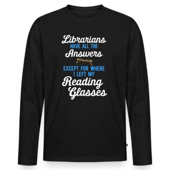 Librarian Bookworm Book Nerd Reading Library - Men's Premium Organic Long Sleeve Shirt - black - Front - Nico (187cm)