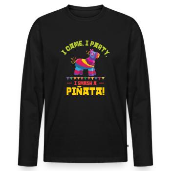 Cinco De Mayo Fête mexicaine de la Piñata Fiesta - T-shirt manches longues Premium bio Homme - noir - Devant - Nico (187cm)