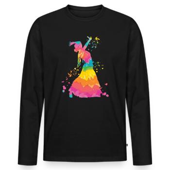 Flamenco woman with flamenco dress - Men's Premium Organic Long Sleeve Shirt - black - Front - Nico (187cm)