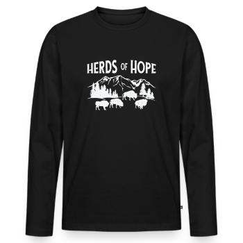 World Wildlife Day Retro Bison Wildlife Animal - Men's Premium Organic Long Sleeve Shirt - black - Front - Nico (187cm)