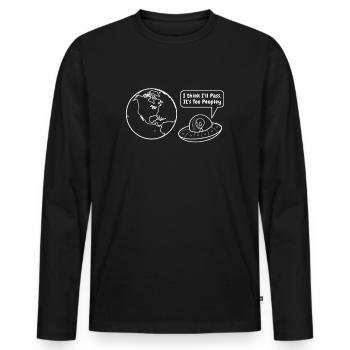 Space Alien Astronomy Alien Spaceship Comic - Men's Premium Organic Long Sleeve Shirt - black - Front - Nico (187cm)