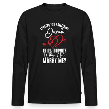 Dumb Wedding Heart Couple Relationship Romance - Men's Premium Organic Long Sleeve Shirt - black - Front - Nico (187cm)