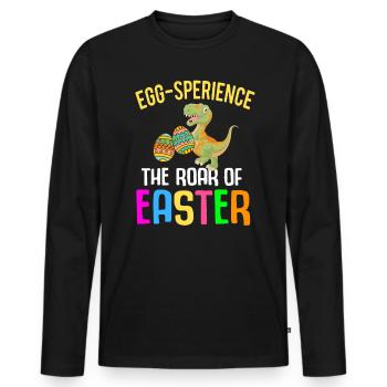 Easter T-rex Dinosaur Rabbit Easter Holiday - Men's Premium Organic Long Sleeve Shirt - black - Front - Nico (187cm)