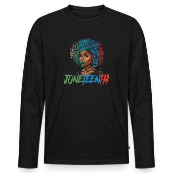 Juneteenth BLM Black Proud Woman Strong Black - Men's Premium Organic Long Sleeve Shirt - black - Front - Nico (187cm)