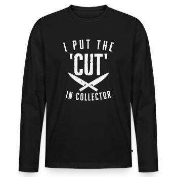 Couteaux collecteurs de couteaux - T-shirt manches longues Premium bio Homme - noir - Devant - Nico (187cm)