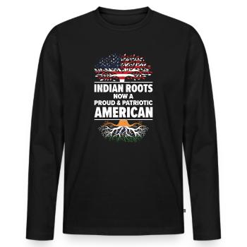 Born Indian India American USA Citizenship - Men's Premium Organic Long Sleeve Shirt - black - Front - Nico (187cm)