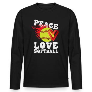 Mädchen Frieden Liebe Softball - Männer Premium Bio Langarmshirt - Schwarz - Vorne - Nico (187cm)