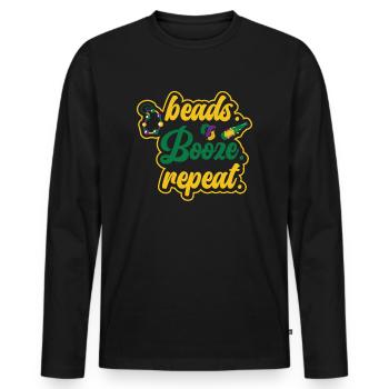 Mardi Gras Carnival Drinking Beer Beads Festival - Men's Premium Organic Long Sleeve Shirt - black - Front - Nico (187cm)