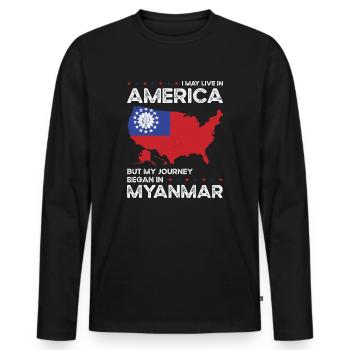 Nés : Birman, Myanmar, Américain, États-Unis - T-shirt manches longues Premium bio Homme - noir - Devant - Nico (187cm)