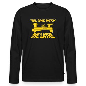 Woodturning Woodworking Woodturner Wood Lathe - Men's Premium Organic Long Sleeve Shirt - black - Front - Nico (187cm)