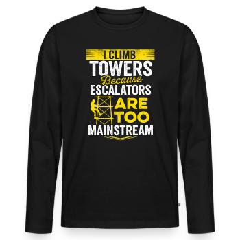 Cell Tower Climber Climbing Technician - Men's Premium Organic Long Sleeve Shirt - black - Front - Nico (187cm)
