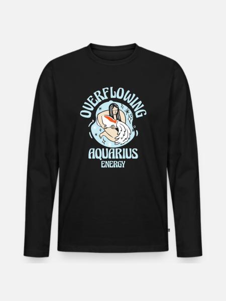 Aquarius Energy Astrology Overflowing - Men's Premium Organic Long Sleeve Shirt - black