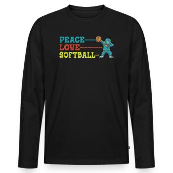 Mädchen Frieden Liebe Softball - Männer Premium Bio Langarmshirt - Schwarz - Vorne - Nico (187cm)