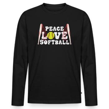 Mädchen Frieden Liebe Softball - Männer Premium Bio Langarmshirt - Schwarz - Vorne - Nico (187cm)