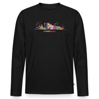Edinburgher Skyline Stadtbild Edinburgh - Männer Premium Bio Langarmshirt - Schwarz - Vorne - Nico (187cm)