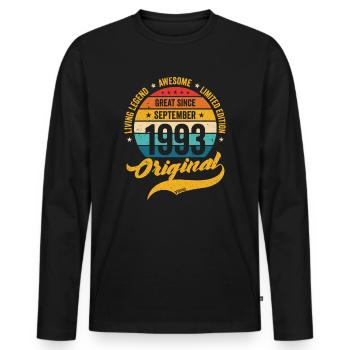 Retro 30 Jahre September 1993 Geburtstag Vintage - Männer Premium Bio Langarmshirt - Schwarz - Vorne - Nico (187cm)