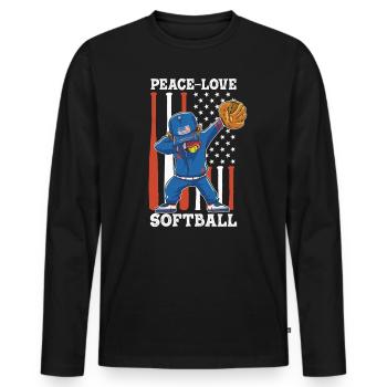Mädchen Frieden Liebe Softball - Männer Premium Bio Langarmshirt - Schwarz - Vorne - Nico (187cm)