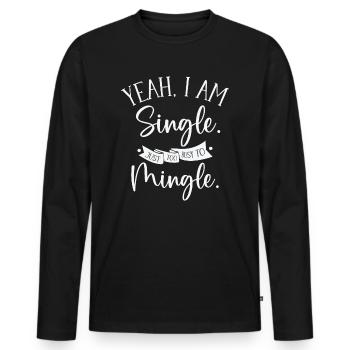 Relation de rencontre indépendante célibataire travailleuse - T-shirt manches longues Premium bio Homme - noir - Devant - Nico (187cm)
