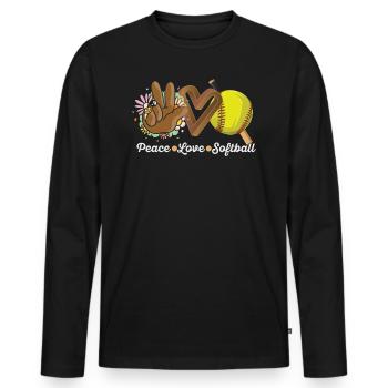 Mädchen Frieden Liebe Softball - Männer Premium Bio Langarmshirt - Schwarz - Vorne - Nico (187cm)