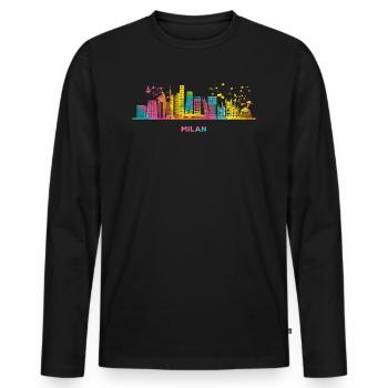 Mailänder Skyline Stadtbild Mailand - Männer Premium Bio Langarmshirt - Schwarz - Vorne - Nico (187cm)
