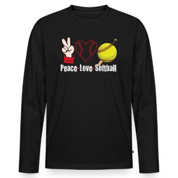 Mädchen Frieden Liebe Softball - Männer Premium Bio Langarmshirt - Schwarz - Vorne - Nico (187cm)