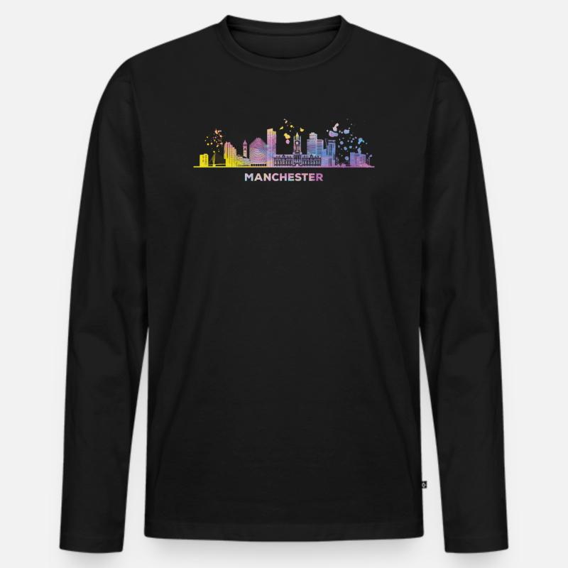 Manchester Skyline Manchester - Männer Premium Bio Langarmshirt - Schwarz