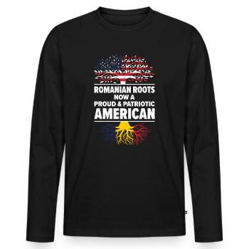 Born Romanian Romania American USA Citizenship - Men's Premium Organic Long Sleeve Shirt - black - Front - Nico (187cm)