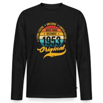 Retro 70 Years December 1953 Birthday Vintage - Men's Premium Organic Long Sleeve Shirt - black - Front - Nico (187cm)