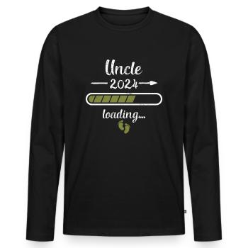 Oncle 2024 Chargement Grossesse Unc Naissance - T-shirt manches longues Premium bio Homme - noir - Devant - Nico (187cm)