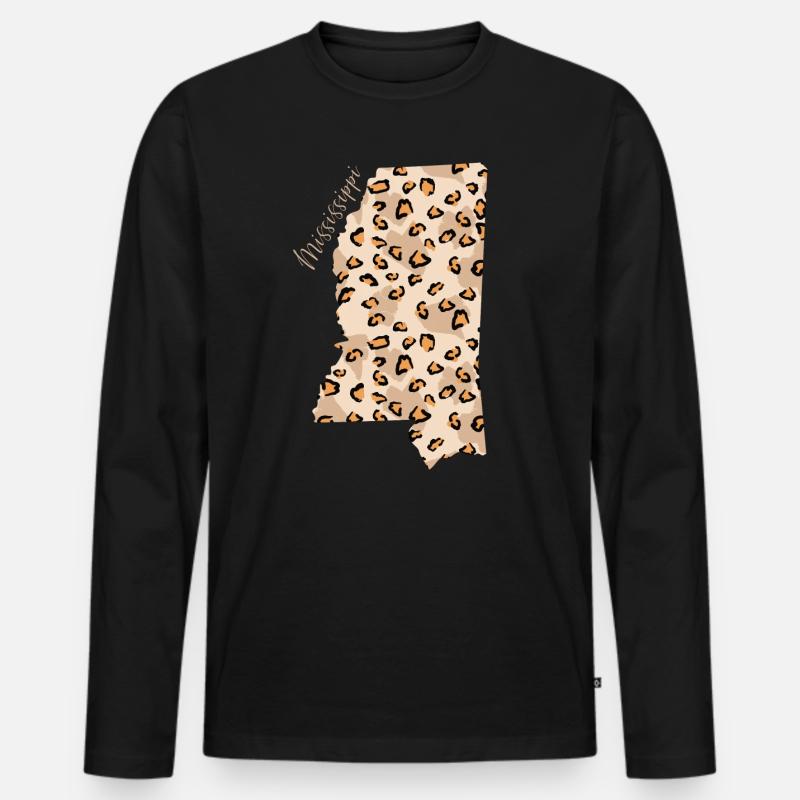 Mississippi Leopard Muster Karte Leo - Männer Premium Bio Langarmshirt - Schwarz