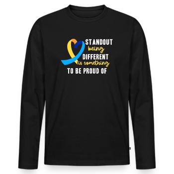 Journée mondiale du syndrome de Down : des énigmes pour - T-shirt manches longues Premium bio Homme - noir - Devant - Nico (187cm)