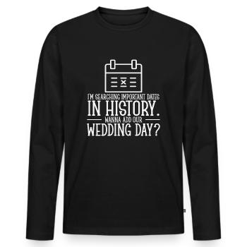 Wedding Day Pick Up Lines Couple Romantic Heart - Men's Premium Organic Long Sleeve Shirt - black - Front - Nico (187cm)