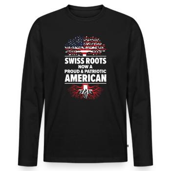 Born Swiss Switzerland American USA Citizenship - Men's Premium Organic Long Sleeve Shirt - black - Front - Nico (187cm)