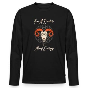 Aries Energy Astrology Leadership Astrology Fan - Men's Premium Organic Long Sleeve Shirt - black - Front - Nico (187cm)