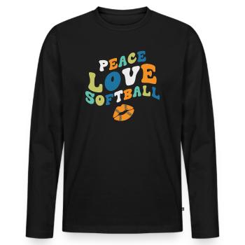 Mädchen Frieden Liebe Softball - Männer Premium Bio Langarmshirt - Schwarz - Vorne - Nico (187cm)