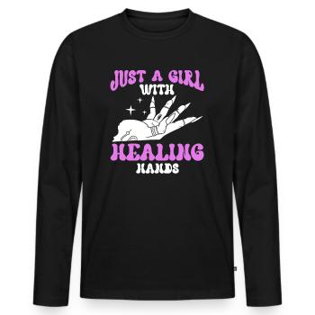Massagetherapeutin Therapie lizenzierter Masseur - Männer Premium Bio Langarmshirt - Schwarz - Vorne - Nico (187cm)
