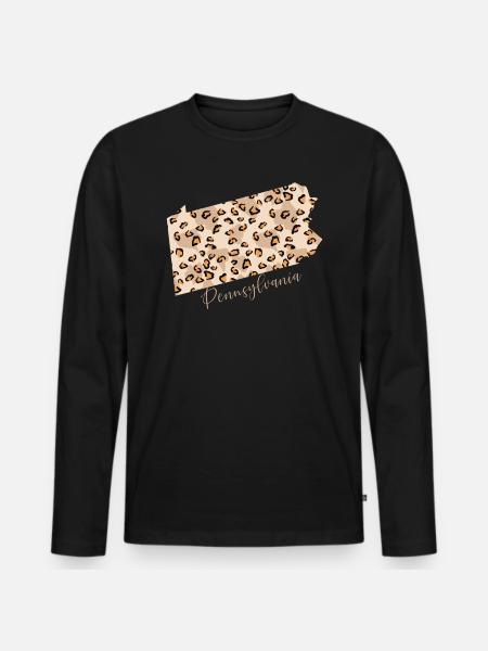 Pennsylvania Leopard Pattern Card - Men's Premium Organic Long Sleeve Shirt - black
