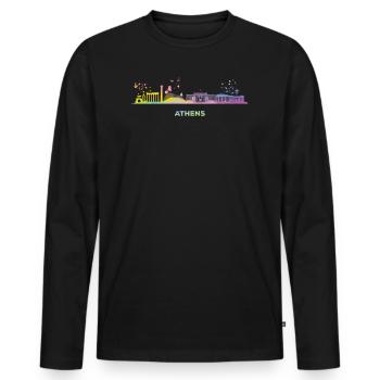 Athens skyline of Athens - Men's Premium Organic Long Sleeve Shirt - black - Front - Nico (187cm)