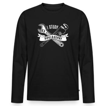 Klempner, Sanitärinstallateur, Rohrleger, - Männer Premium Bio Langarmshirt - Schwarz - Vorne - Nico (187cm)