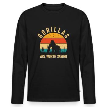 World Wildlife Day Gorilla Wildlife Animal - Men's Premium Organic Long Sleeve Shirt - black - Front - Nico (187cm)
