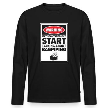 Funny Bagpiper Bagpiping Scotsman Musician - Men's Premium Organic Long Sleeve Shirt - black - Front - Nico (187cm)