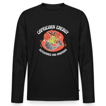 Steinbock Energie Astrologisches Horoskop - Männer Premium Bio Langarmshirt - Schwarz - Vorne - Nico (187cm)