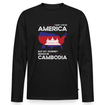 Né: Cambodgien, Cambodgien, Américain, États-Unis - T-shirt manches longues Premium bio Homme - noir - Devant - Nico (187cm)