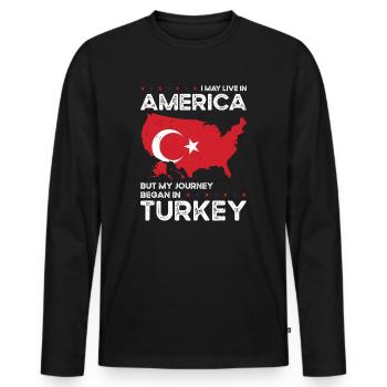 Born Turkish Turkey American USA Citizenship - Men's Premium Organic Long Sleeve Shirt - black - Front - Nico (187cm)