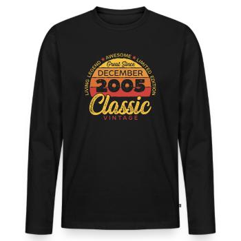 Retro 20 Jahre Dezember 2005 Geburtstag Vintage - Männer Premium Bio Langarmshirt - Schwarz - Vorne - Nico (187cm)