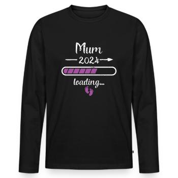Mum 2024 Loading Pregnancy Mother Mommy Mom Birth - Men's Premium Organic Long Sleeve Shirt - black - Front - Nico (187cm)